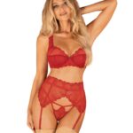 Bielizna-Lonesia pas do pończoch czerwony L/XL