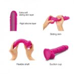 Realistyczne dildo sliding skin fushia s - obrazek 4