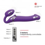 Wodoodporny wibrujący strap-on silikonowy fiolet - obrazek 6