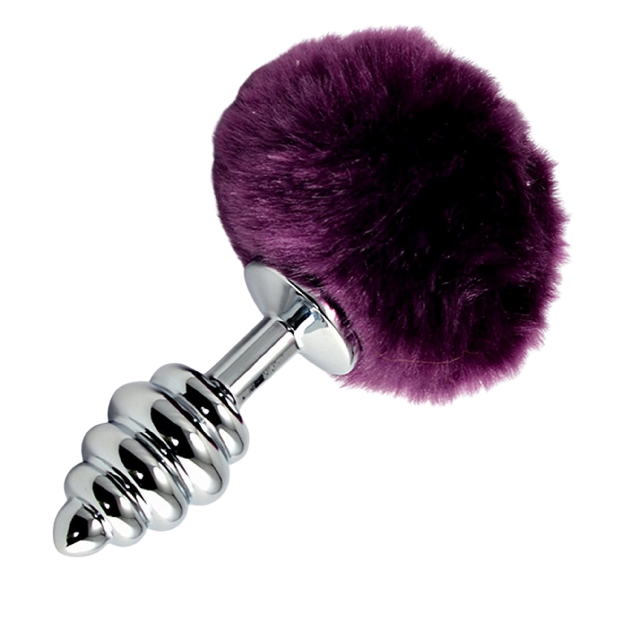 2307202568809d65b2a64.jpeg Metalowy korek analny puszysta końcówka fiolet 8cm - obrazek 1