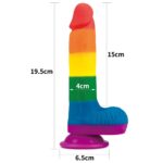 Dildo tęczowe giętkie silikonowe przyssawka 19,5cm - obrazek 3