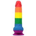 Dildo tęczowe giętkie silikonowe przyssawka 19,5cm - obrazek 4