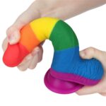 Dildo tęczowe giętkie silikonowe przyssawka 19,5cm - obrazek 8