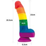 Tęczowe dildo elastyczne z przyssawką 20,5 cm - obrazek 3