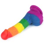 Tęczowe dildo elastyczne z przyssawką 20,5 cm - obrazek 4