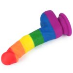 Tęczowe dildo elastyczne z przyssawką 20,5 cm - obrazek 5