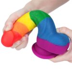 Tęczowe dildo elastyczne z przyssawką 20,5 cm - obrazek 8