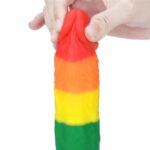Tęczowe dildo elastyczne z przyssawką 20,5 cm - obrazek 9