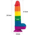 Dildo tęczowe elastyczne z przyssawką 22,5 cm - obrazek 3