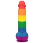 Dildo tęczowe elastyczne z przyssawką 22,5 cm - obrazek 4