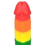 Dildo tęczowe elastyczne z przyssawką 22,5 cm - obrazek 5