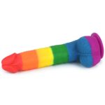 Dildo tęczowe elastyczne z przyssawką 22,5 cm - obrazek 8