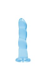 Dildo niebieskie spiralne z mocną przyssawką 18 cm - obrazek 3