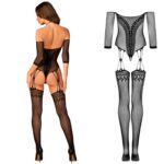 Strój erotyczny koronka bodystocking czarne S/M/L - obrazek 5