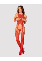 Koronkowe bodystocking erotyczny czerwone XL/XXL - obrazek 5